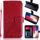 P.C.K. Leer boekhoesje/bookcase rood geschikt voor Samsung Galaxy A6 2018