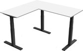 Zit-sta hoek bureau elektrisch Elmo 180 x 80|NPR|Wit|Zwart frame