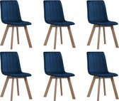 vidaXL Eetkamerstoelen 6 st fluweel blauw