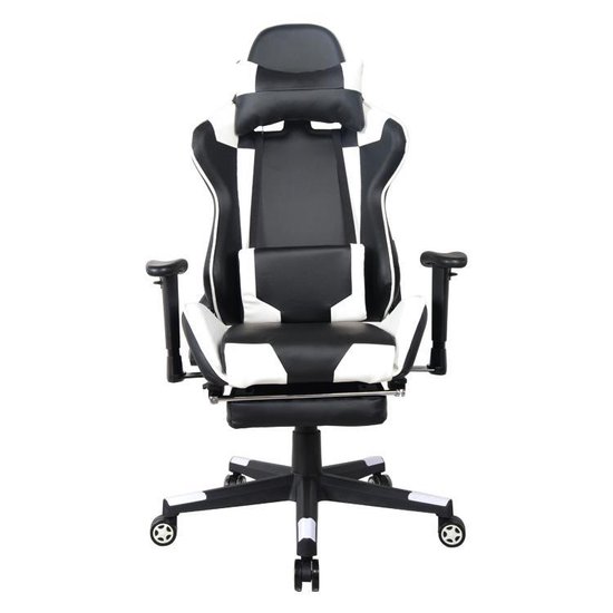 Gamestoel Thomas met voetsteun - bureaustoel racing gaming - ergonomisch -  zwart wit | bol.com