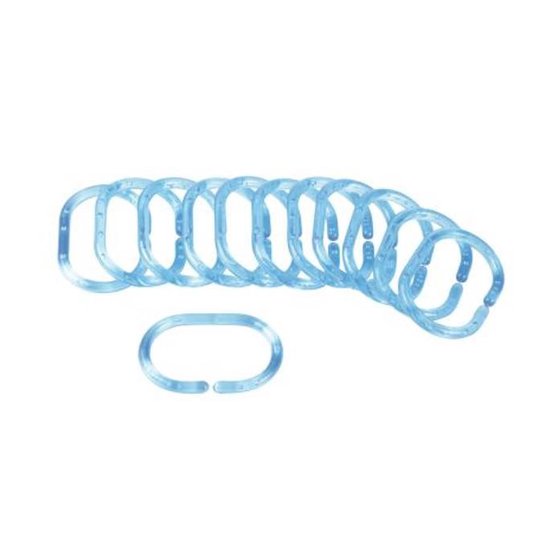 Douchegordijn Ringen Set/12 stuks Transparant Blauw Ringen Douche