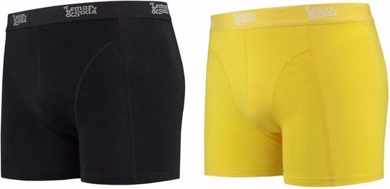 Lemon and Soda boxershorts 2-pak zwart en geel M