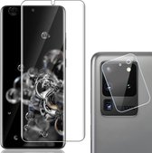 Screenprotector geschikt voor Samsung S20 Ultra + Camera Protector - Full Glas PET Folie