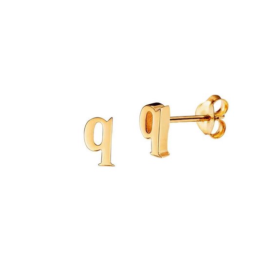 Goud Plated Oorknop Letter q