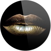 Lips Gold | Kuster Style | 120 x 120 CM | Wanddecoratie | Schilderij | 5 mm dik plexiglas muurcirckel