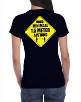 Houd 1,5 meter afstand shirt zwart voor dames 2XL