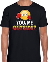 Funny emoticon t-shirt You me outside zwart voor heren XL