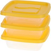 3x Voorraadbakjes/bewaarbakjes met gele deksel 0,99 liter - 990 ml - Keukenbenodigdheden - Eten bewaren – Vershoudbakjes