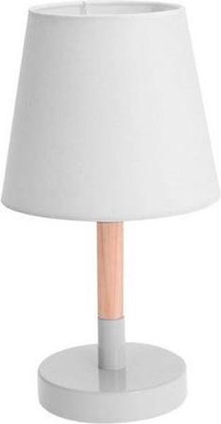 Witte tafellamp/schemerlamp hout/metaal 23 cm - Woondecoratie lamp op  metalen voet wit | bol.com