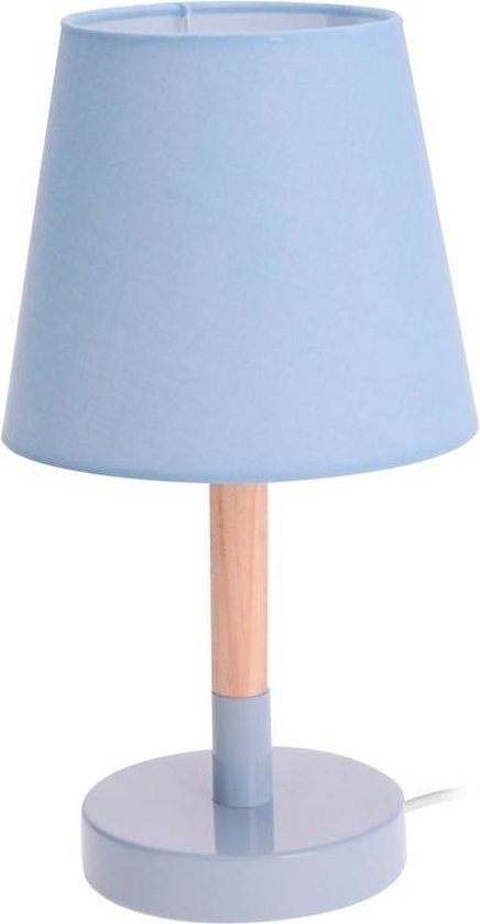 Lichtblauwe tafellamp/schemerlamp hout/metaal 23 cm - Woondecoratie lamp op  metalen... | bol.com