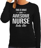 Awesome nurse/ verpleegkundige cadeau sweater / trui zwart dames XL