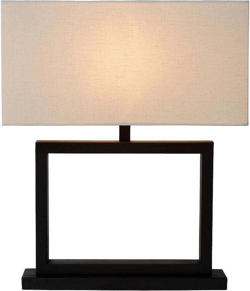 Atmooz - Tafellamp Valencienne - Slaapkamer / Woonkamer - Industrieel - Zwart en witte kap - Hoogte 51cm - Metaal