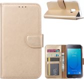 Ntech Hoesje Geschikt Voor Samsung Galaxy J2 Core Portemonnee Hoesje / Book Case - Goud
