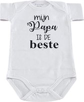 Romper baby met tekst mijn papa is de beste korte mouw maat 74-80 cadeau eerste vaderdag jongen meisje