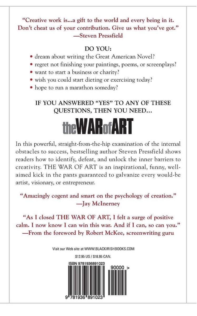 War Of Art - back cover