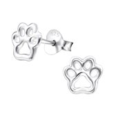 Joy|S - Zilveren kat hond dierenpoot oorbellen 7 mm