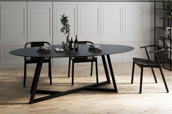 samenwerken Bedienen enkel Ovale design tafel 180 x 100 cm / Zwart | bol.com