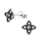 Joy|S - Zilveren Bali ster oorbellen kristal 7 mm
