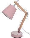 foto van Roze tafellamp/bureaulamp hout/metaal 26 cm - Woondecoratie lamp op metalen voet roze