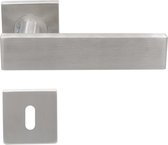 Slotman Solutions Deurklink RVS met vierkante rozet en sleutelgat - Duurzame en stijlvolle Deurkruk voor elke deur