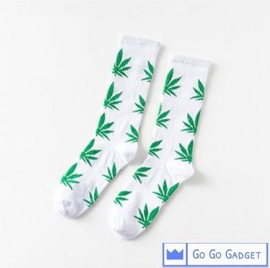 Wiet sokken | 1 paar | wit met groen