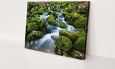 Waterval met groen | 30  x 20 CM | Canvasdoek voor buiten | Schilderij | Outdoor | Tuindoek