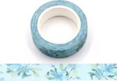Washi tape blauwe bloemen | 15mm x 10m