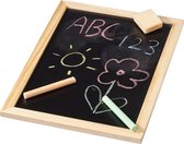 Krijtbord set voor kinderen, inclusief krijt bord met houten rand, stoepkrijt en wisser - Geleverd met 6 gekleurde krijtjes - Afmeting krijtbord met lijst 29 x 21 cm
