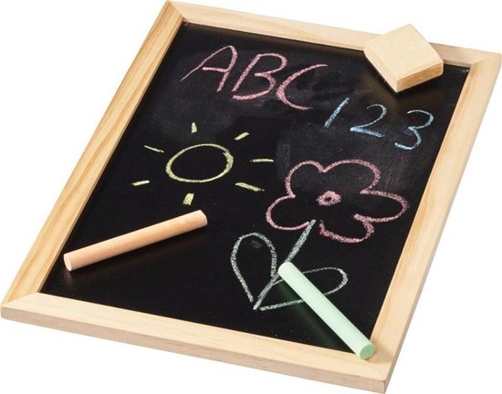 Krijtbord set voor kinderen, inclusief krijt bord met houten rand,  stoepkrijt en... | bol.com