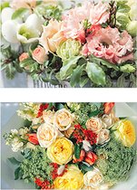 10x dubbele wenskaart met envelop - Blanco Bloemen - Zonder Tekst - 11,5 x 17 cm