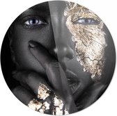 Black Gold Face | Eric Kuster Style | 40 x 40 CM | Wanddecoratie | Schilderij | 5 mm dik Acrylglas muurcirckel