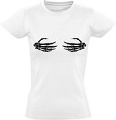 Handen skelet dames t-shirt wit | grappig | cadeau | halloween | maat XL