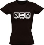 Eat; Sleep; Ride zwart dames t-shirt | motor | cadeautip | verjaardag | maat XXL