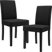 Eetkamerstoel - Set van 2 stuks - Kunstleer - Kleur zwart - Afmeting (BxDxH) 37~42 x 48 x 90 cm