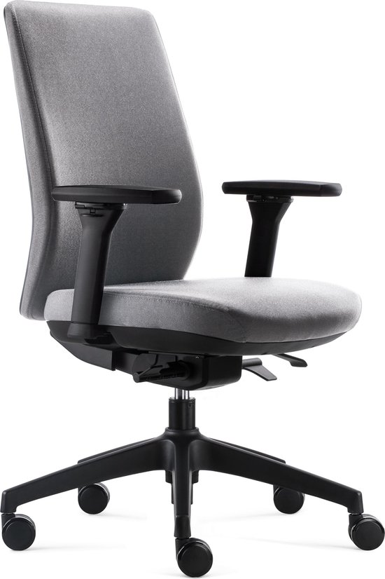 BenS 918-Synchro-4 gris clair Chaise de bureau ergonomique luxueuse Housse en tissu Arbo Entièrement réglable