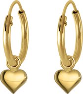 Joy|S - Zilveren hartje bedel oorbellen 14k goudplating oorringen