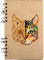 KOMONI - Duurzaam houten Schetsboek - Gerecycled papier - Navulbaar - A4 - Blanco -   Kat