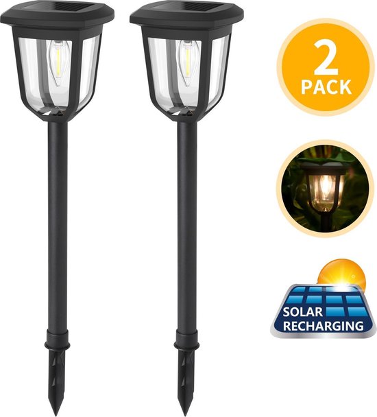 soep Los Opname Aigostar LED Solar lamp op Zonne-energie - Stekers 54.8 cm - Tuinverlichting  -... | bol.com