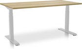 Bureau assis-debout électrique | 160 x 80 cm | structure blanc - plateau chêne robuste | Avec opération de mémoire!