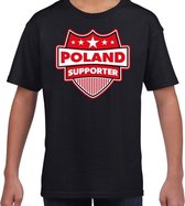 Polen /Poland schild supporter  t-shirt zwart voor kinderen L (146-152)