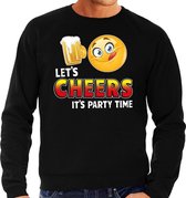 Funny emoticon sweater Lets cheers its party time zwart heren M (50)
