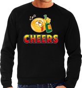 Funny emoticon sweater Cheers zwart voor heren - zuipen / alcohol - Fun / cadeau trui XL