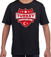 Turkey supporter schild t-shirt zwart voor kinderen - Turkije landen shirt / kleding - EK / WK / Olympische spelen outfit 158/164