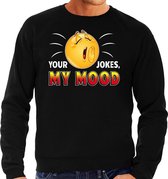 Funny emoticon sweater Your jokes my mood zwart heren XL (54)