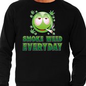 Funny emoticon sweater Smoke weed every day zwart heren 2XL (56)