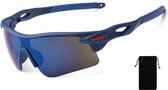 Premium Fiets Zonnebril Heren - Fietsbril Heren - Bril Voor Wielrennen - Blauw - Stootvast - Inclusief Bewaarzakje