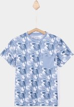 Tiffosi-jongens-t-shirt-Boards-palmprint-kleur: blauw, grijs, wit-maat 116