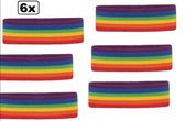6x Hoofdband Regenboog - zweetband hoofd band fitness gay pride regenboog vrolijk thema feest festival