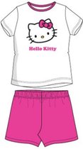 Hello Kitty - 2-delige Shortama-set - Fuchsia & Wit - 128 cm - 8 jaar