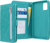 Samsung Galaxy A71 Bookcase hoesje - CaseBoutique - Effen Turquoise - Kunstleer - Met Rits Vakje Muntvakje